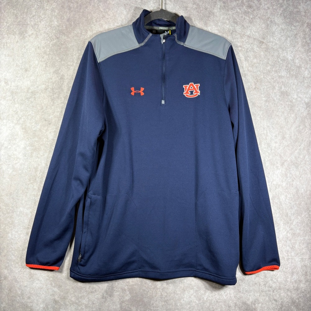 Under Armour Pullover Mens Medium Blue Auburn Tigers 1/4 Zip Active War Eagle